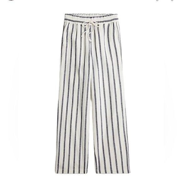 J.Crew Linen Blend Striped Drawstring Waist Wide Leg Cropped Pant | SZ S - Picture 14 of 14